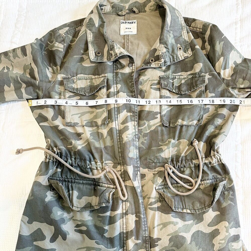 Old Navy Jacket Womens Medium Green Army Camo Utility Full Zip Long Sleeve - Picture 8 of 11